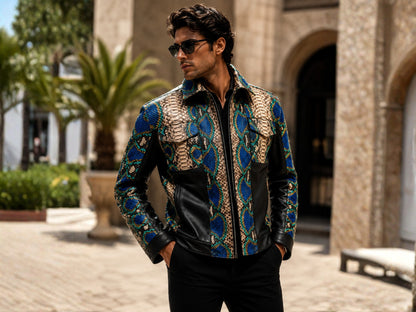 Multi Color Python Snakeskin Jacket