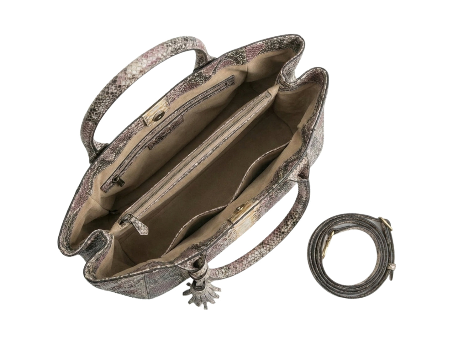 Antique Pink Python Snakeskin Tote Leather Bag