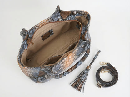 Soft Python Snakeskin Tote Leather Bag