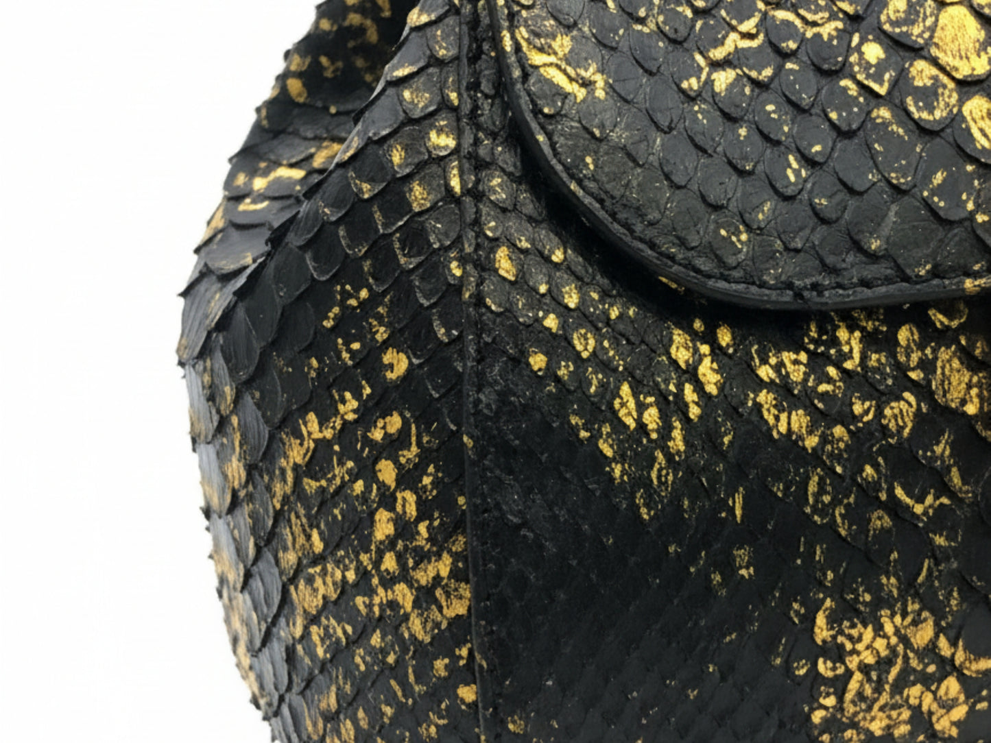 Luxury Genuine Python Snakeskin Handbag: Black & Gold Designer Purse
