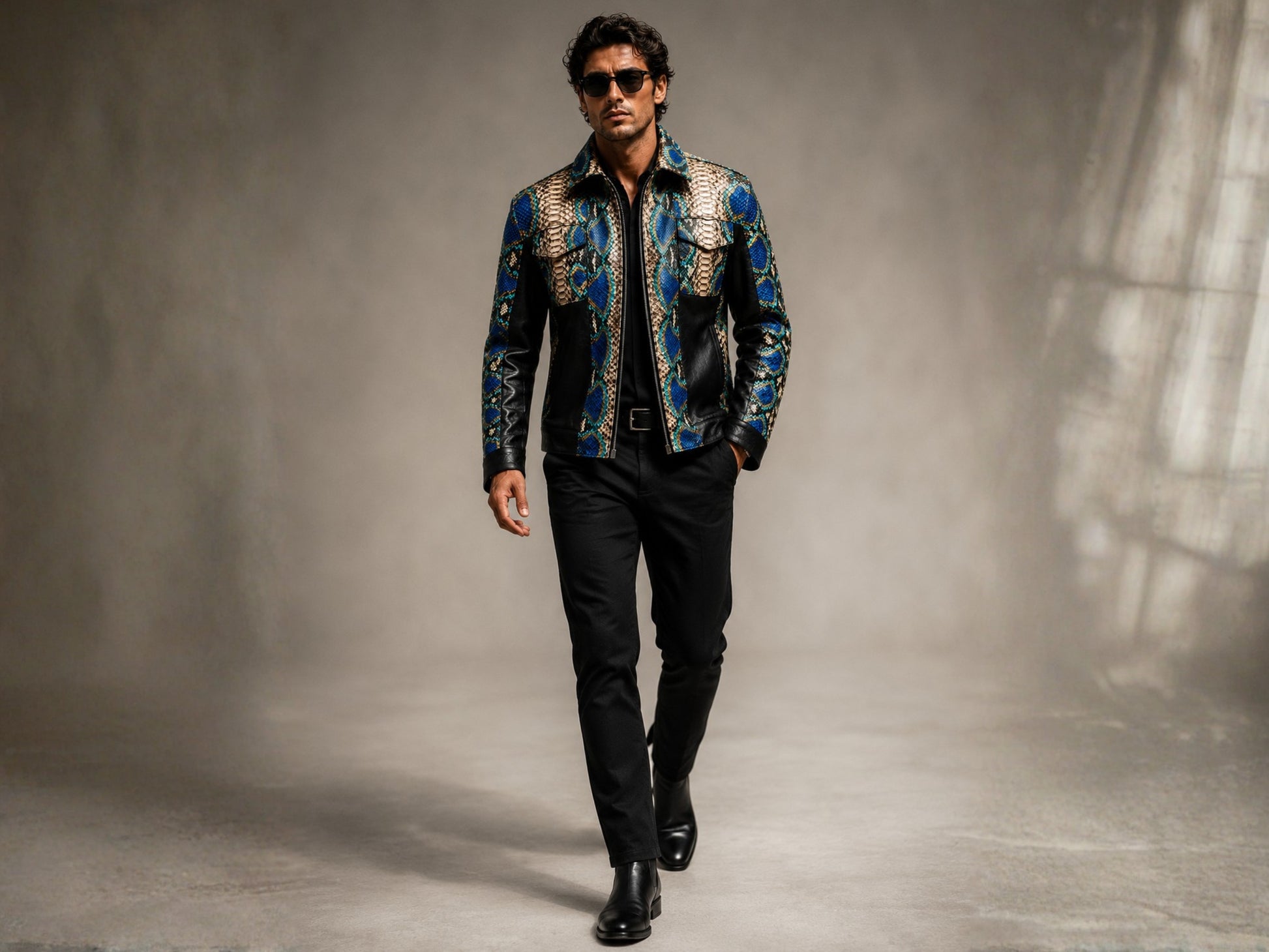 Multi Color Python Snakeskin Jacket
