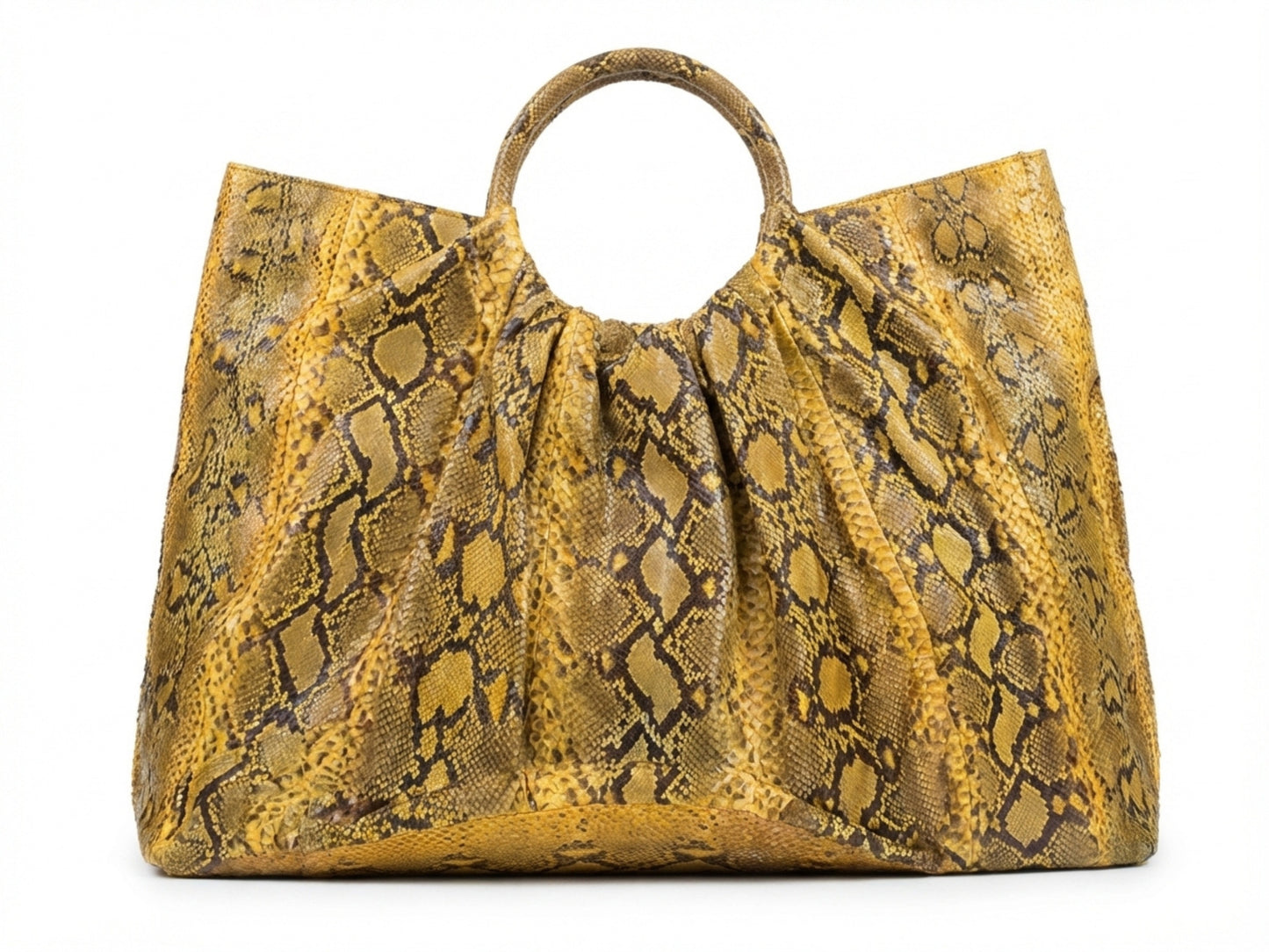 Yellow Snakeskin Tote Bag – Large Shoulder Purse
