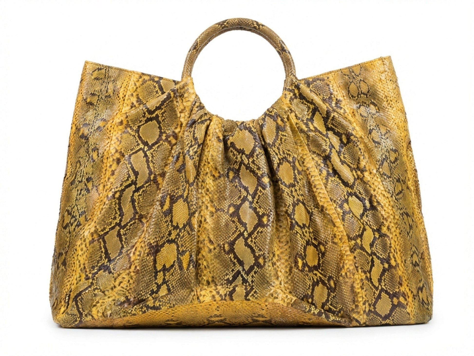 Yellow Snakeskin Tote Bag – Large Shoulder Purse