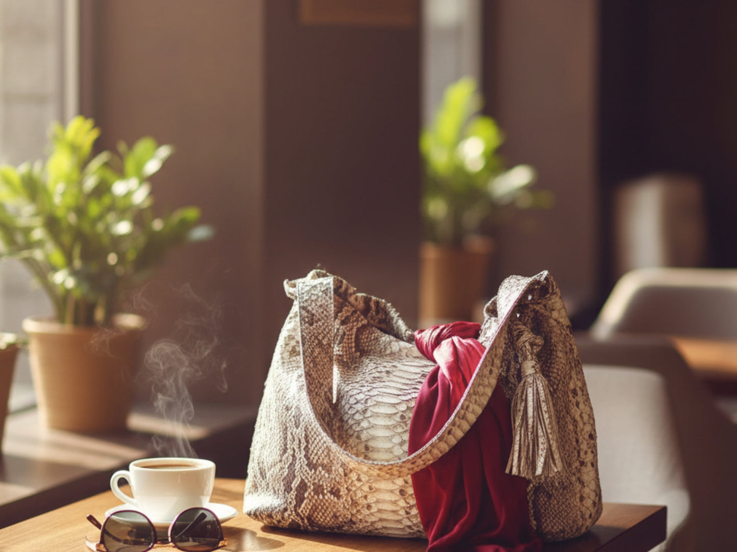 Genuine Python Snakeskin Shoulder Bag for Women