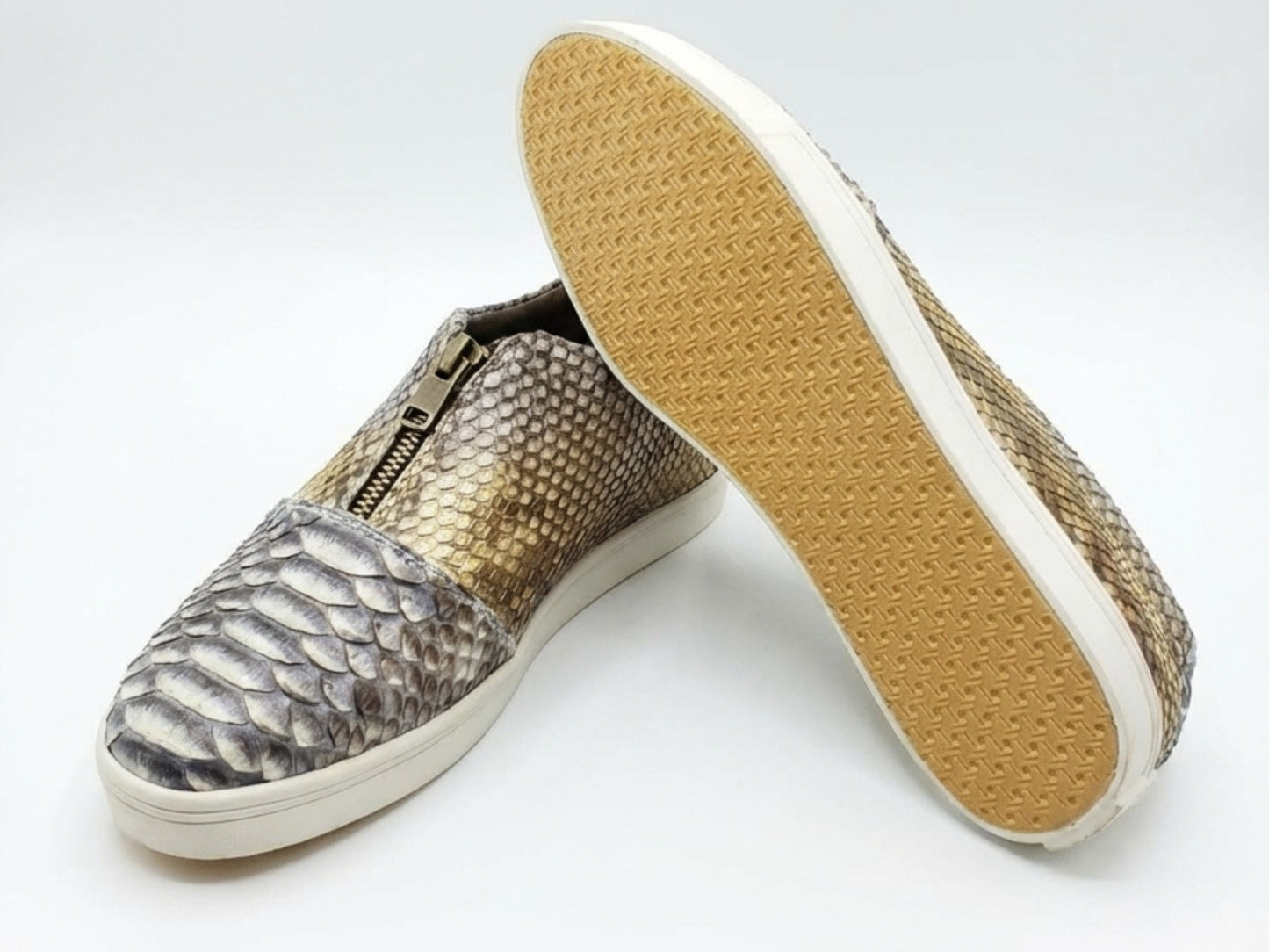 Genuine Python Snakeskin Zipper Loafers for Women