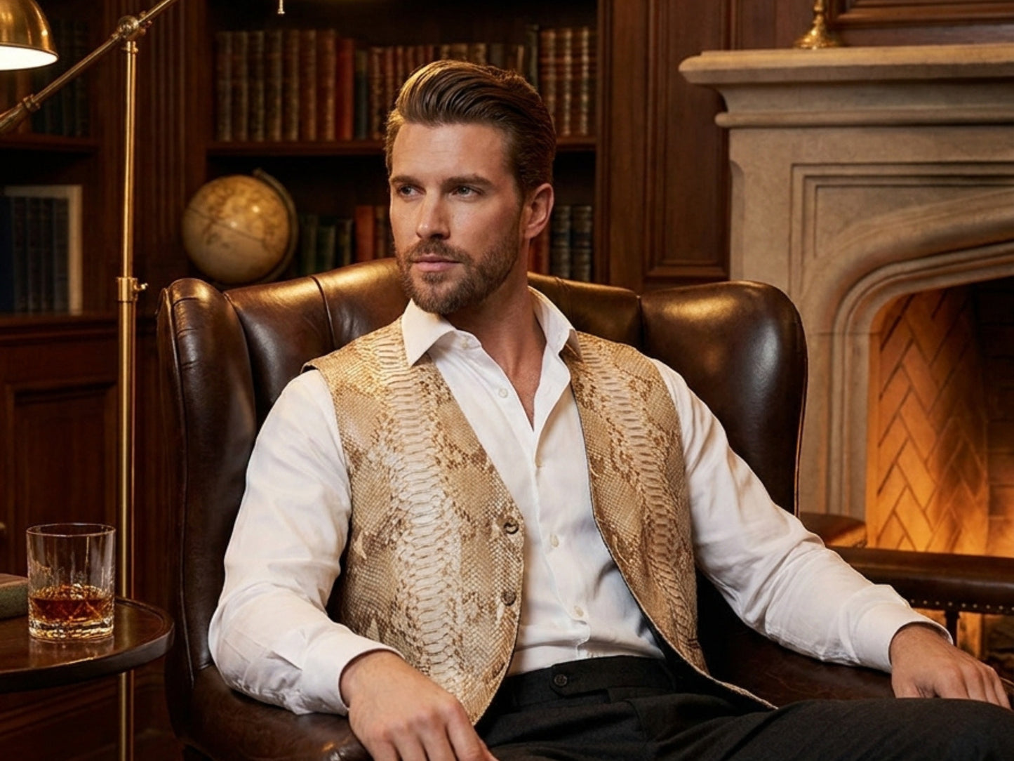 Genuine Python Snakeskin Leather Vest: Himalayan Waistcoat