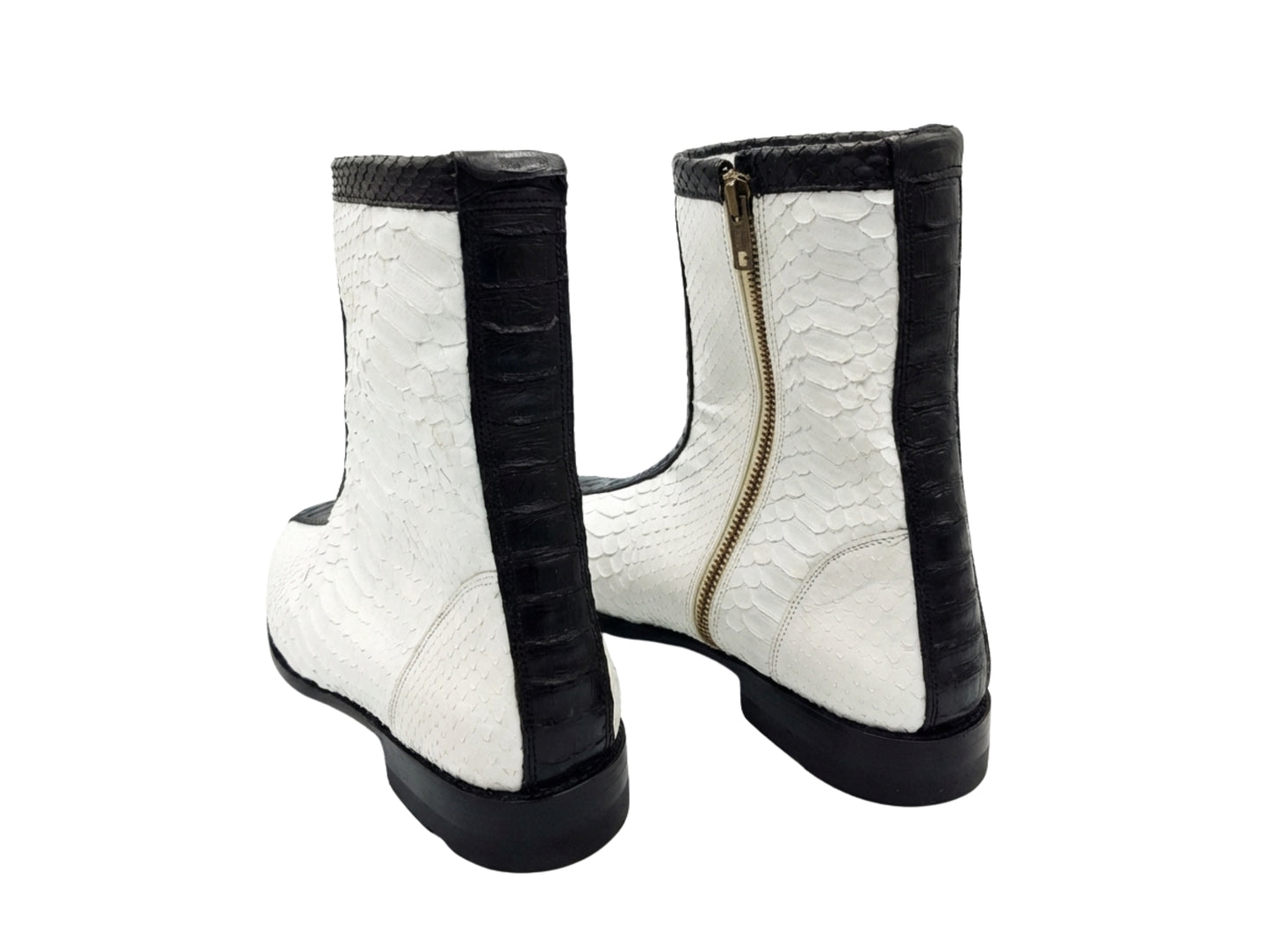 White Python Snakeskin Ankle Boots