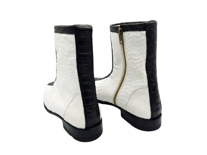 White Python Snakeskin Ankle Boots