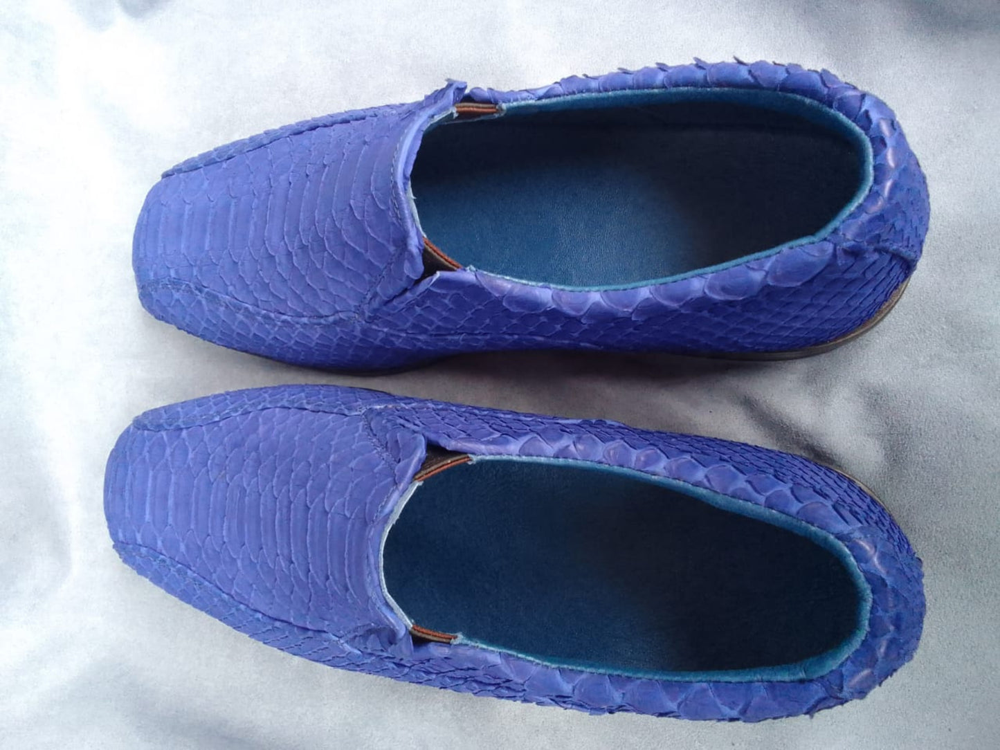 Blue Python Snakeskin Oxford Shoes: Handmade Exotic Leather Dress Shoes for Men