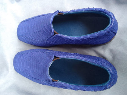 Blue Python Snakeskin Oxford Shoes: Handmade Exotic Leather Dress Shoes for Men