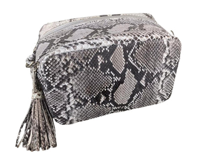 Snakeskin Cosmetic Bag Double Zipper Compartment