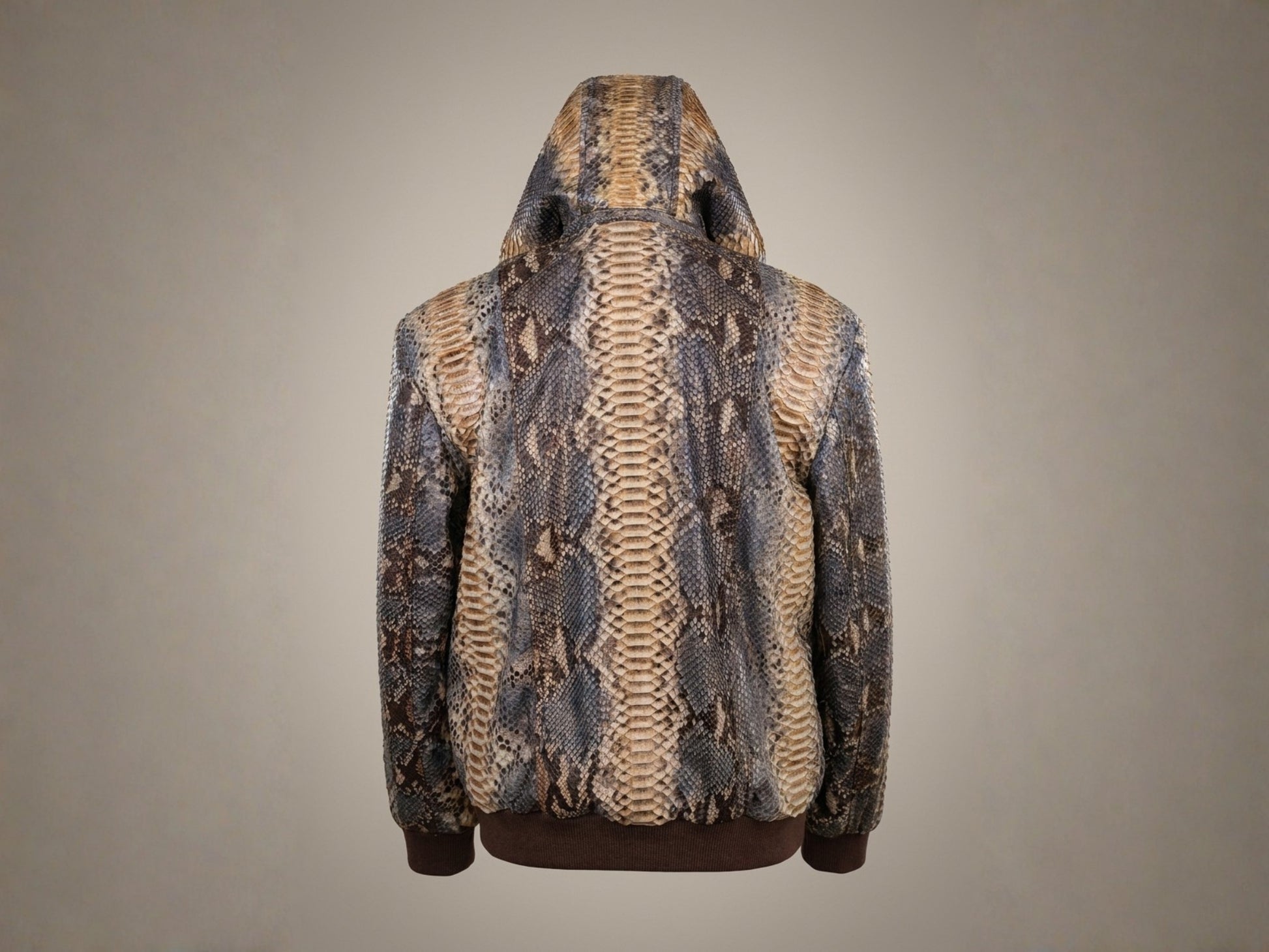 Python Snakeskin Tracksuit: Genuine Fox Fur Hoodie