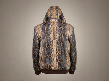 Python Snakeskin Tracksuit: Genuine Fox Fur Hoodie