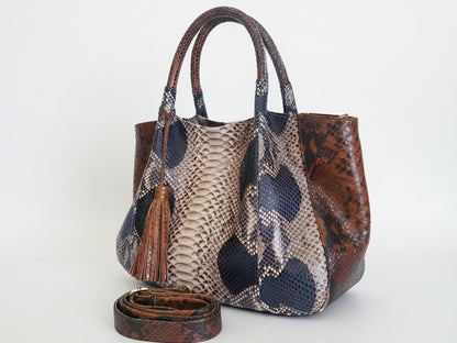 Brown Python Snakeskin Tote Bag