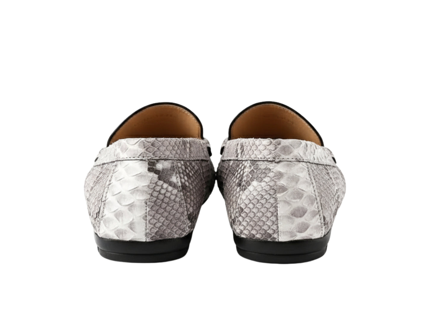 Genuine Python Snakeskin Loafers: Natural Gray Unisex Slip-On Shoes