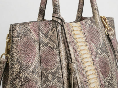 Antique Pink Python Snakeskin Tote Leather Bag