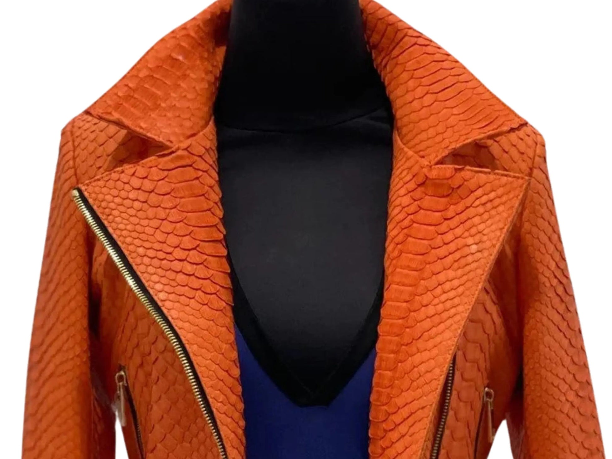 Dusty Orange Snakeskin Leather Jacket - Python Jacket by LFM Fashion