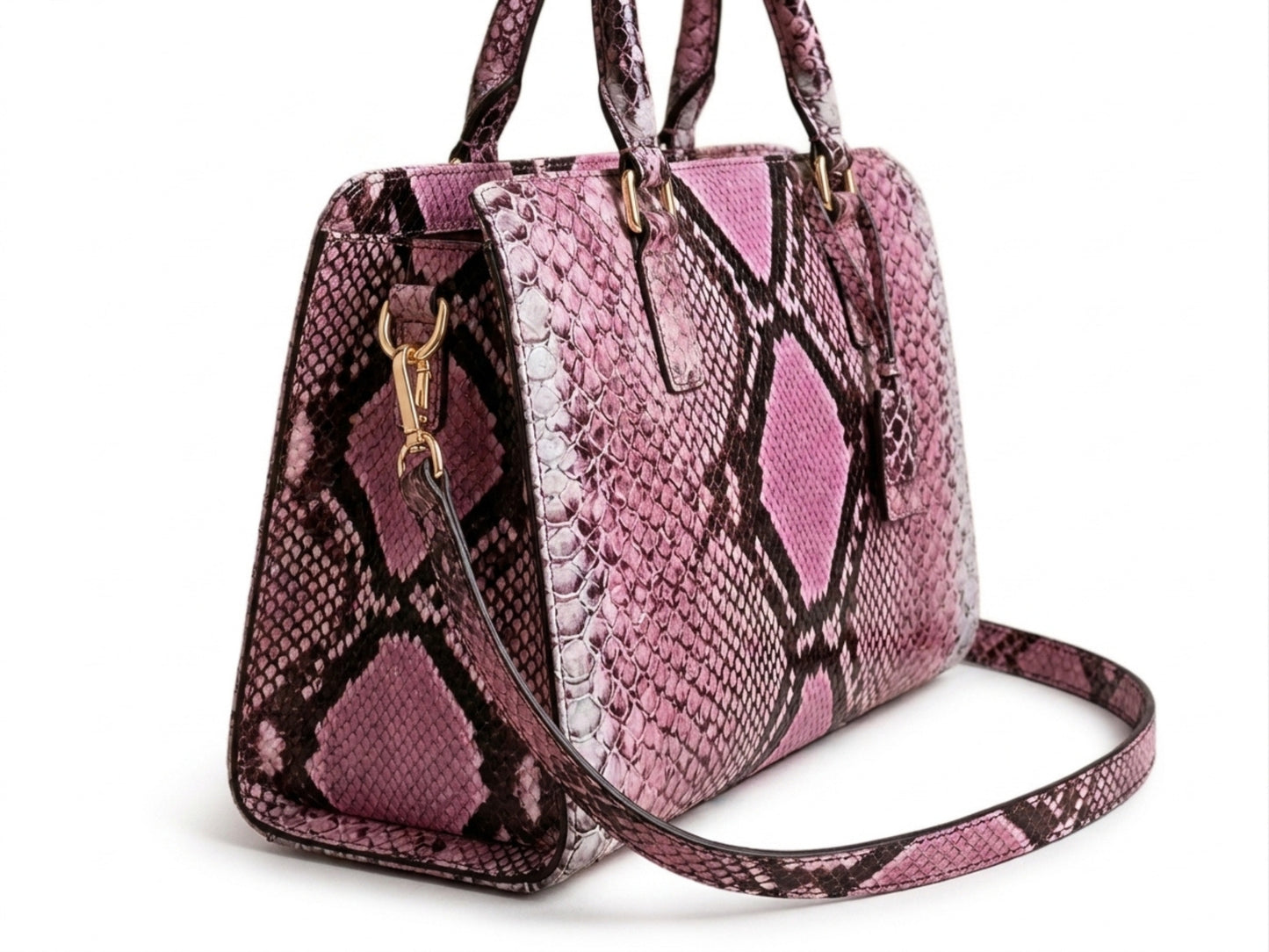 Pink Python Snakeskin Tote Satchel