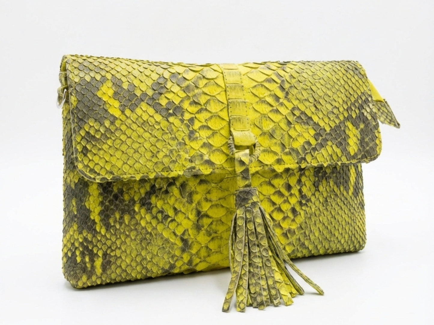 Genuine Python Snakeskin Tassel Clutch