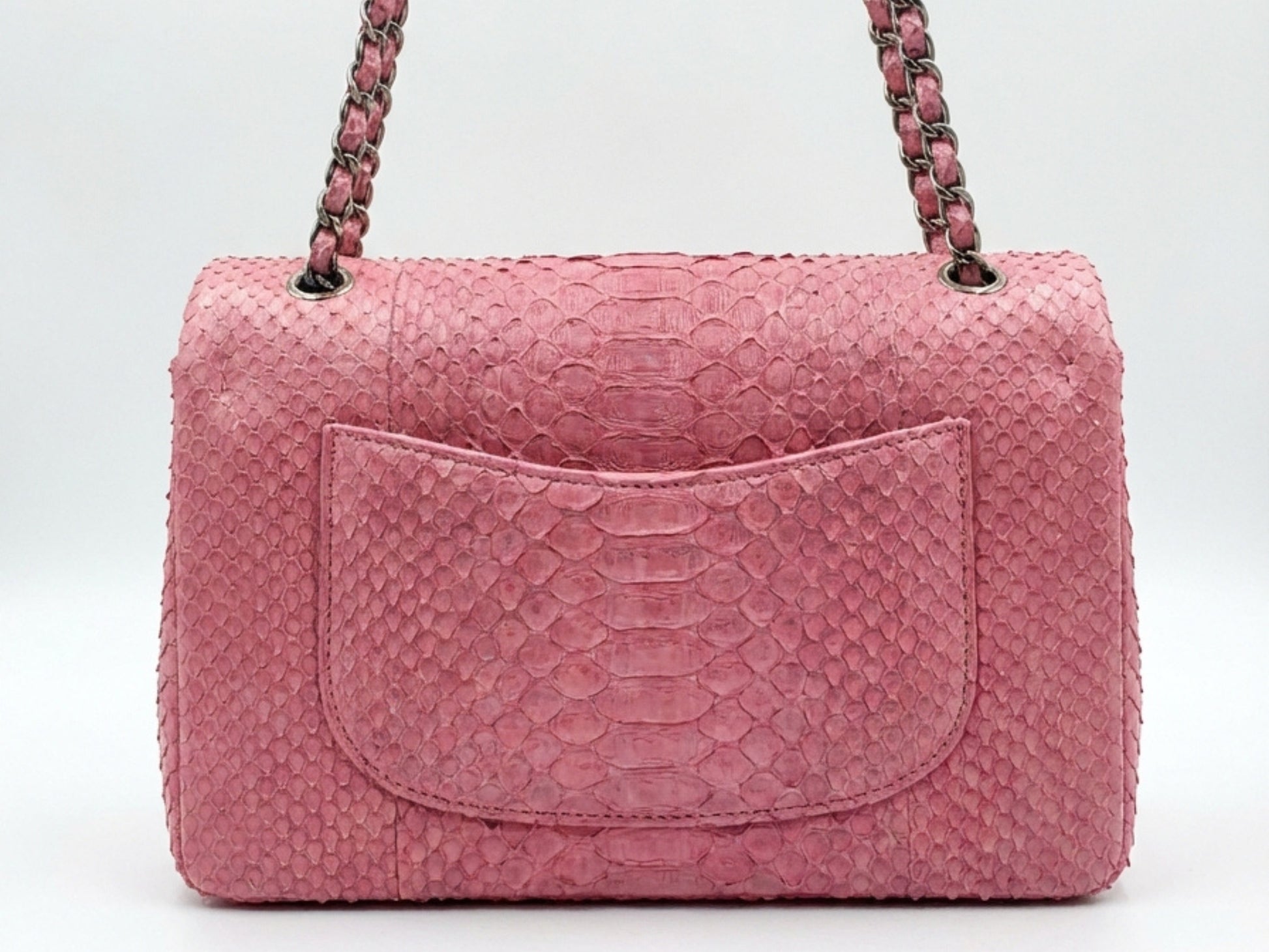 Pink Snakeskin Chain Strap Purse | Genuine Python Shoulder Leather Bag