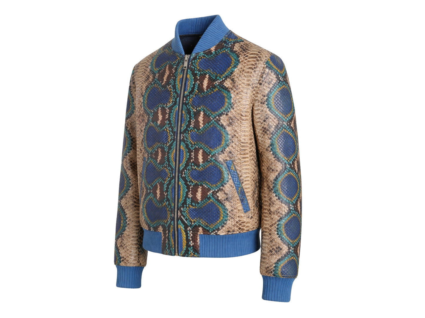 Multi Color Python Snakeskin Bomber Jacket