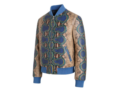 Multi Color Python Snakeskin Bomber Jacket