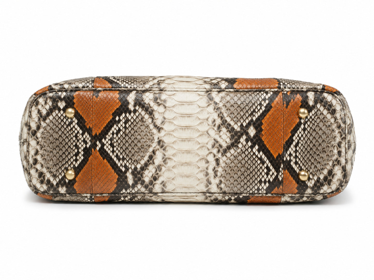 Orange Python Snakeskin Tote Leather Bag