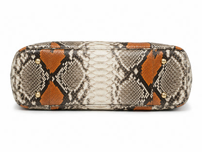 Orange Python Snakeskin Tote Leather Bag
