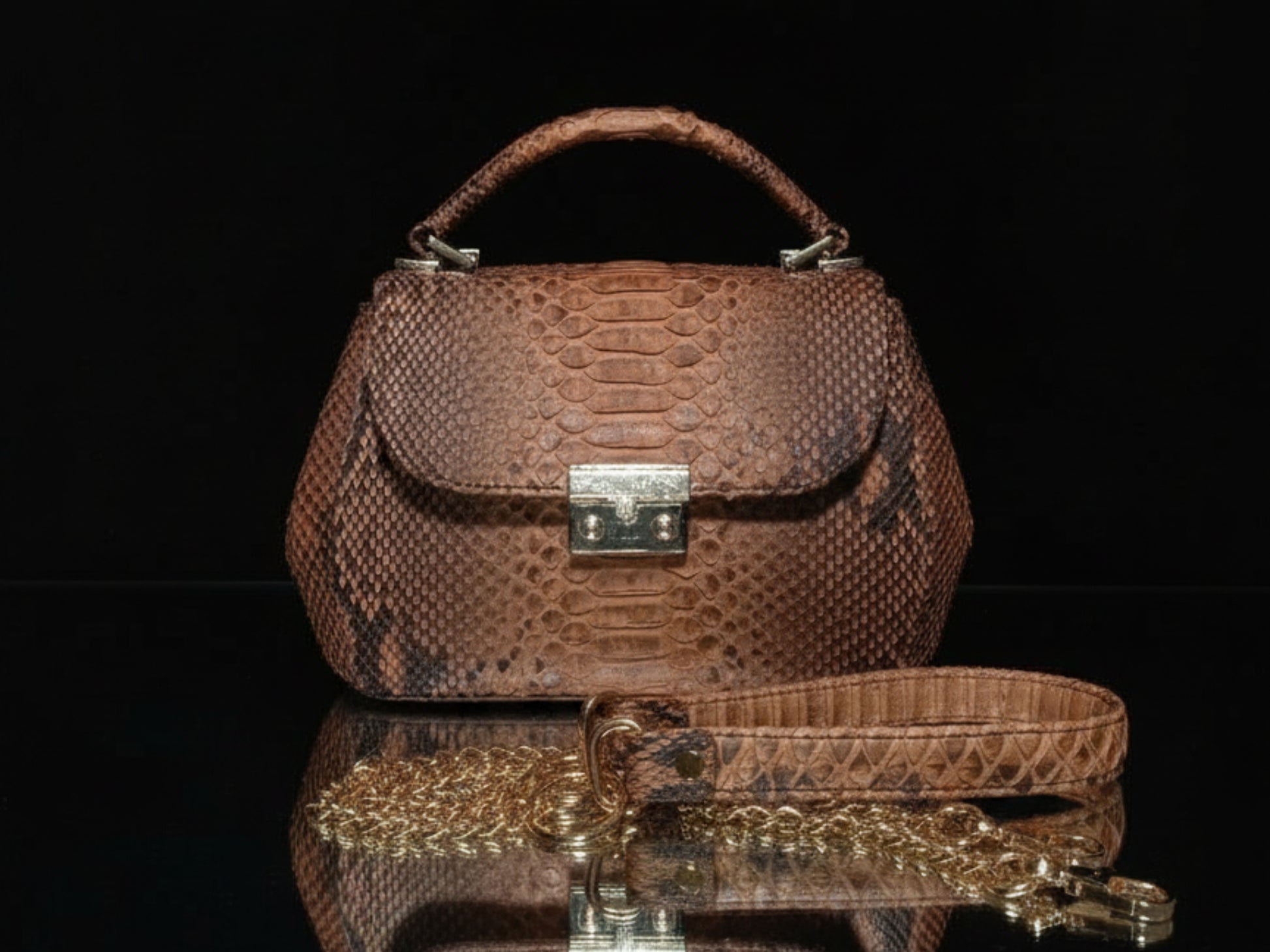 Luxury Genuine Python Snakeskin Top Handle Bag: Exotic Brown, Black, White & Green Leather Purse
