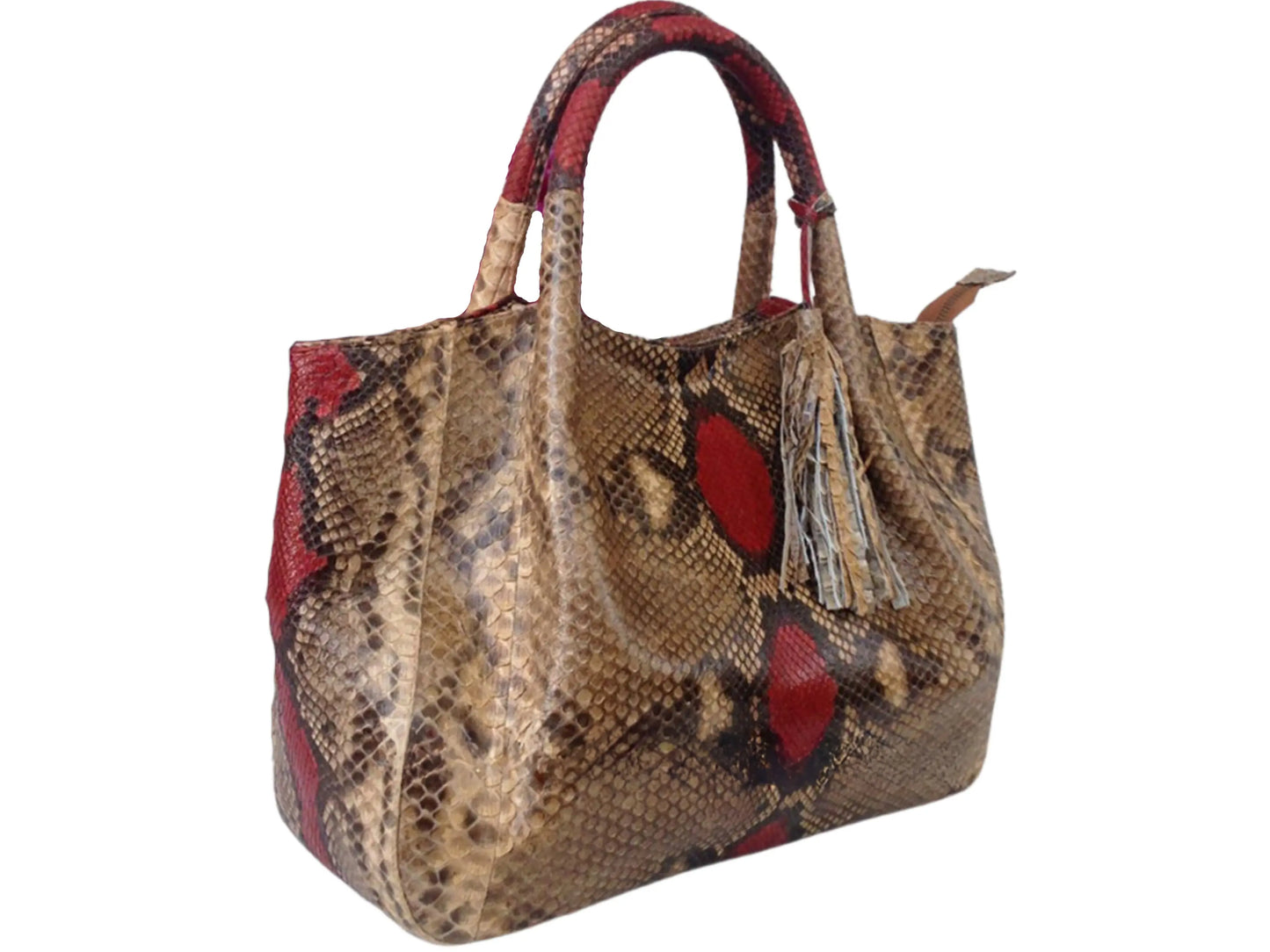 Pastel Brown - Snake Skin Shoulder Bag