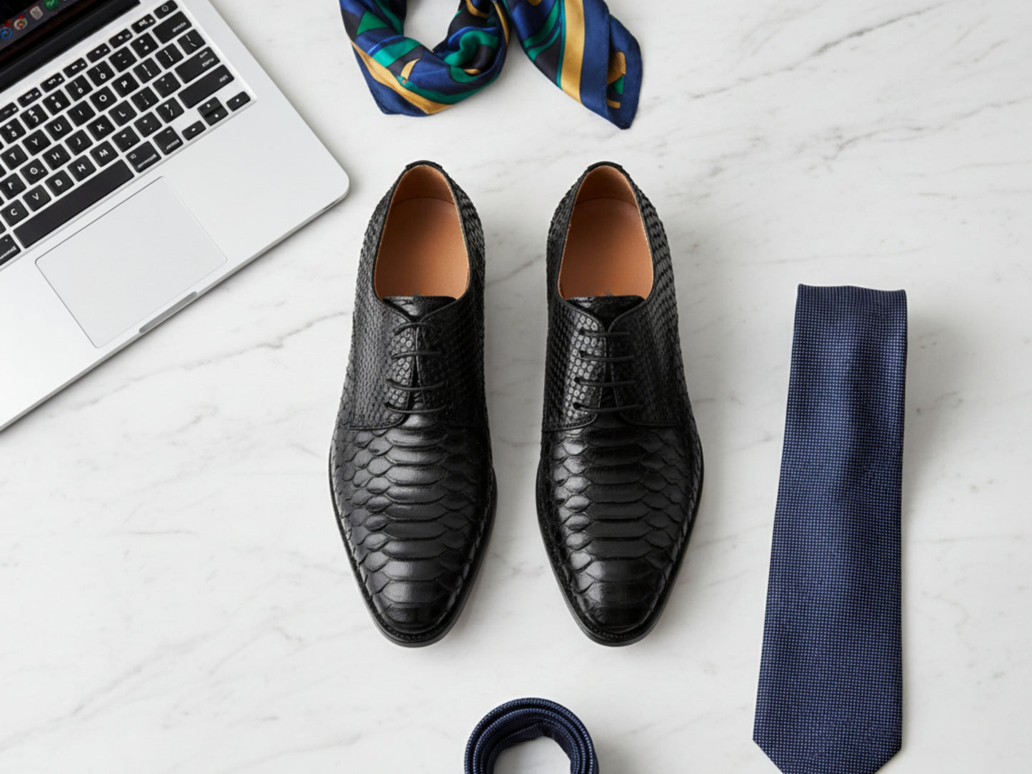 Genuine Black Python Snakeskin Oxford Shoes for Men: Handmade Exotic Leather Dress Shoes