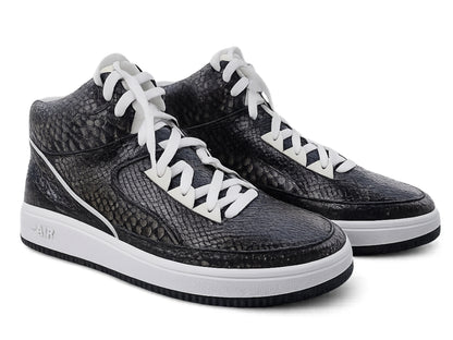 Black Python Snakeskin Leather High-Top Sneakers