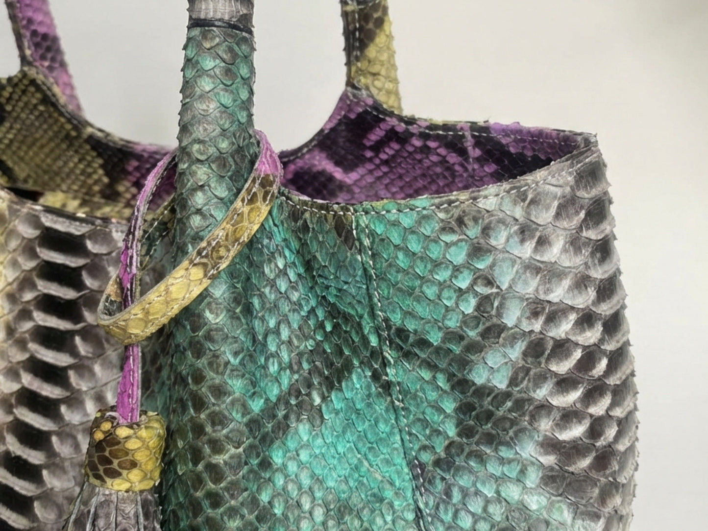 Luxury Multicolor Python Snakeskin Women Tote