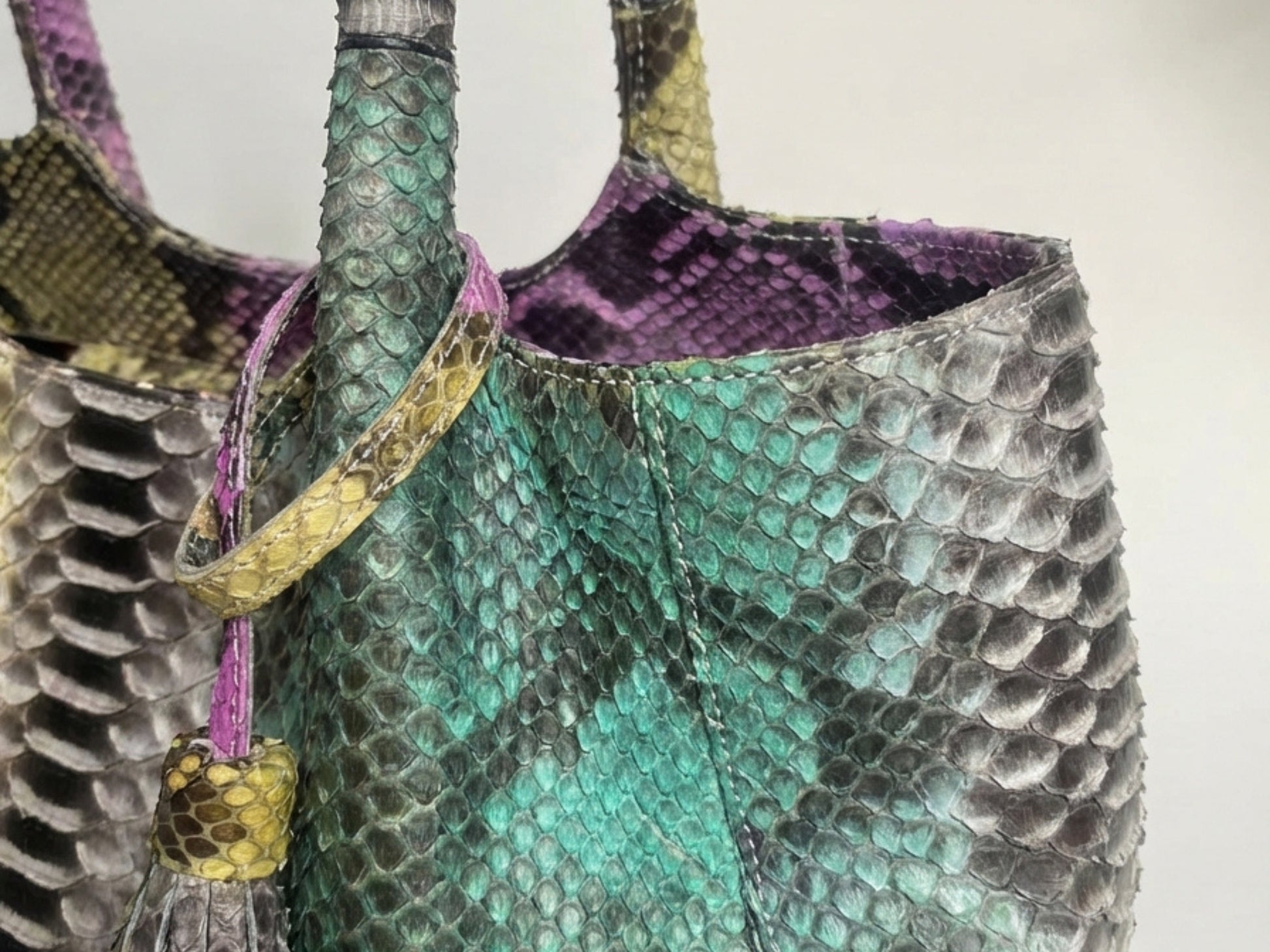 Luxury Multicolor Python Snakeskin Women Tote