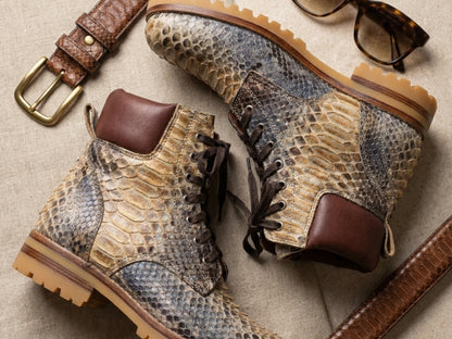 Multi-Color Snakeskin Python Leather Boots