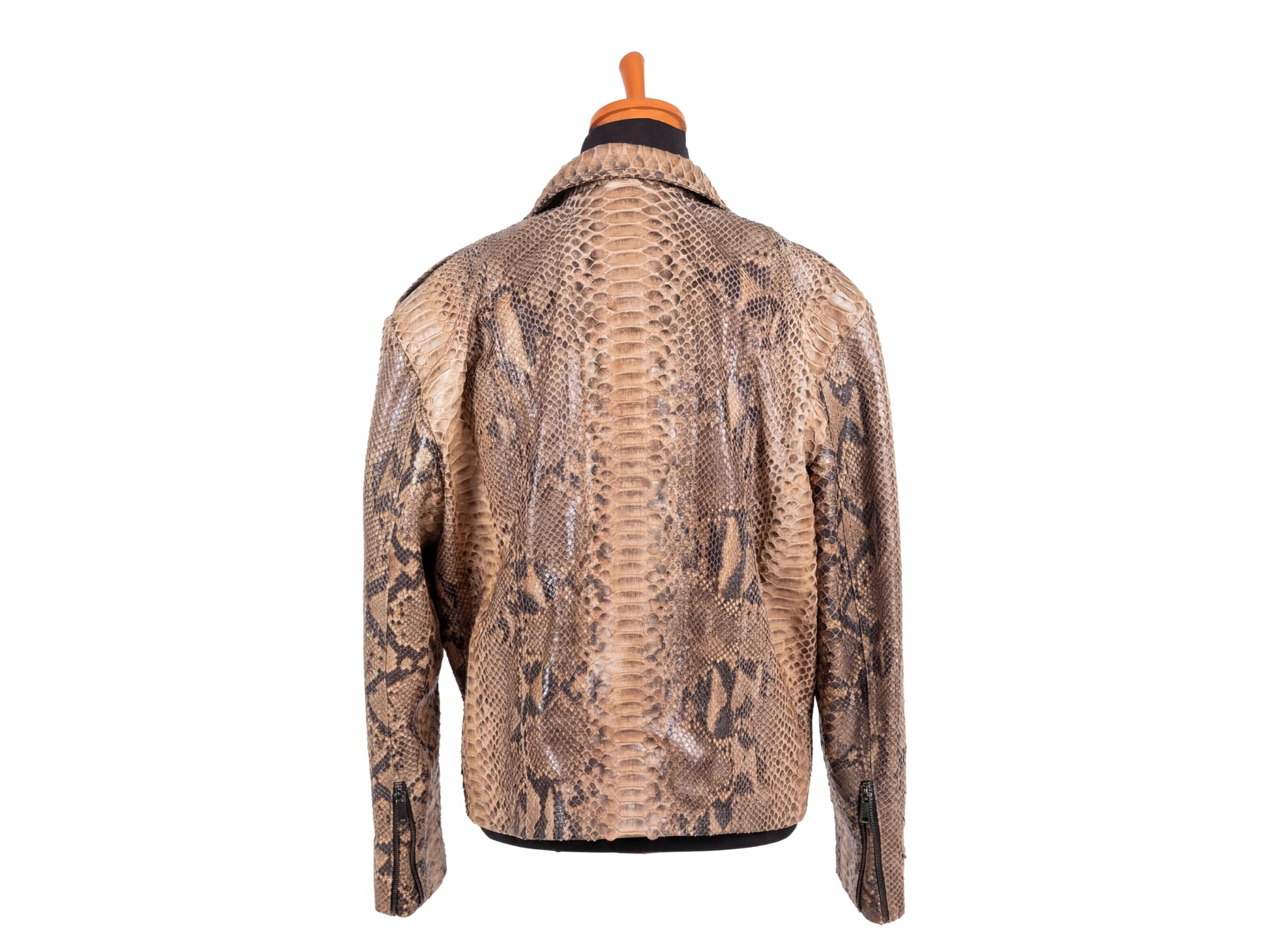 Genuine Python Snakeskin Biker Jacket for Men | Handmade Brown Exotic Leather Motorcycle Jacket