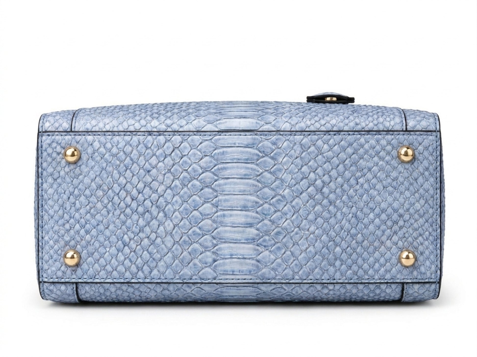 Light Blue Python Snakeskin Leather Satchel Tote