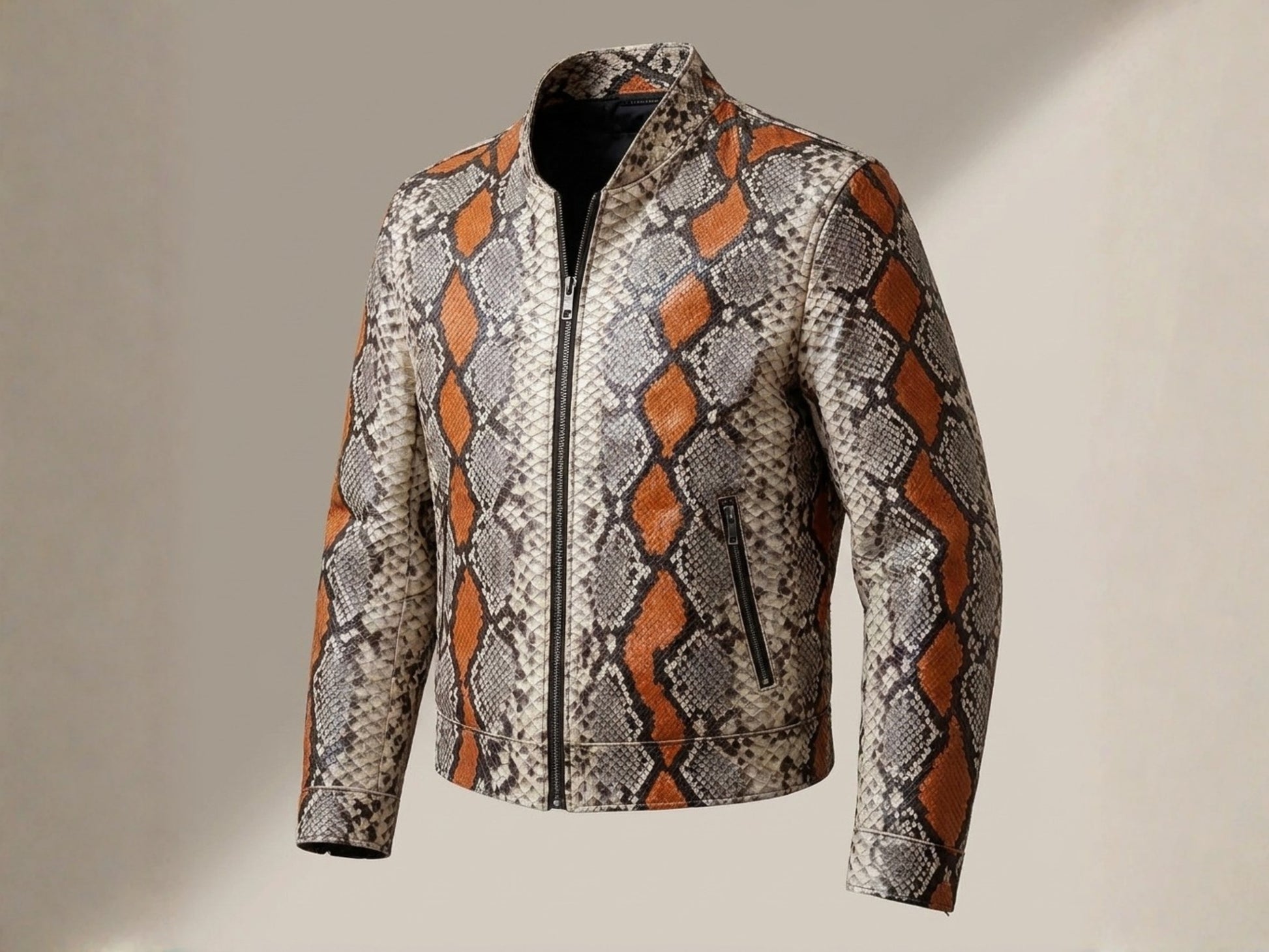 Multi Orange Python Snakeskin Jacket