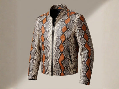 Multi Orange Python Snakeskin Jacket