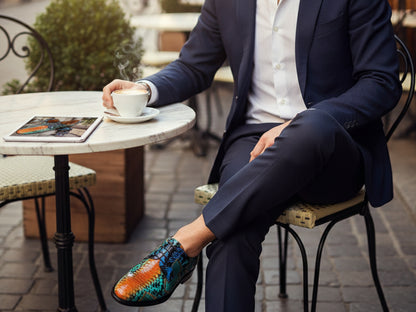 Genuine Python Snakeskin Oxford Shoes for Men: Handmade Multicolor Dress Shoes