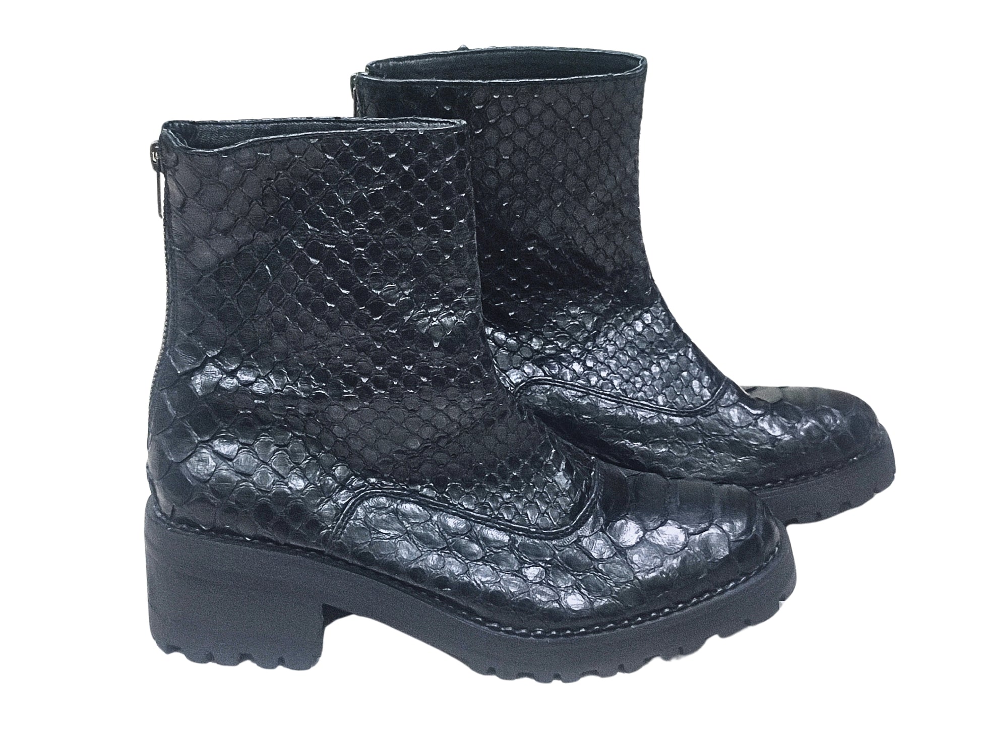 Fashion Snakeskin Leather Boots - 3