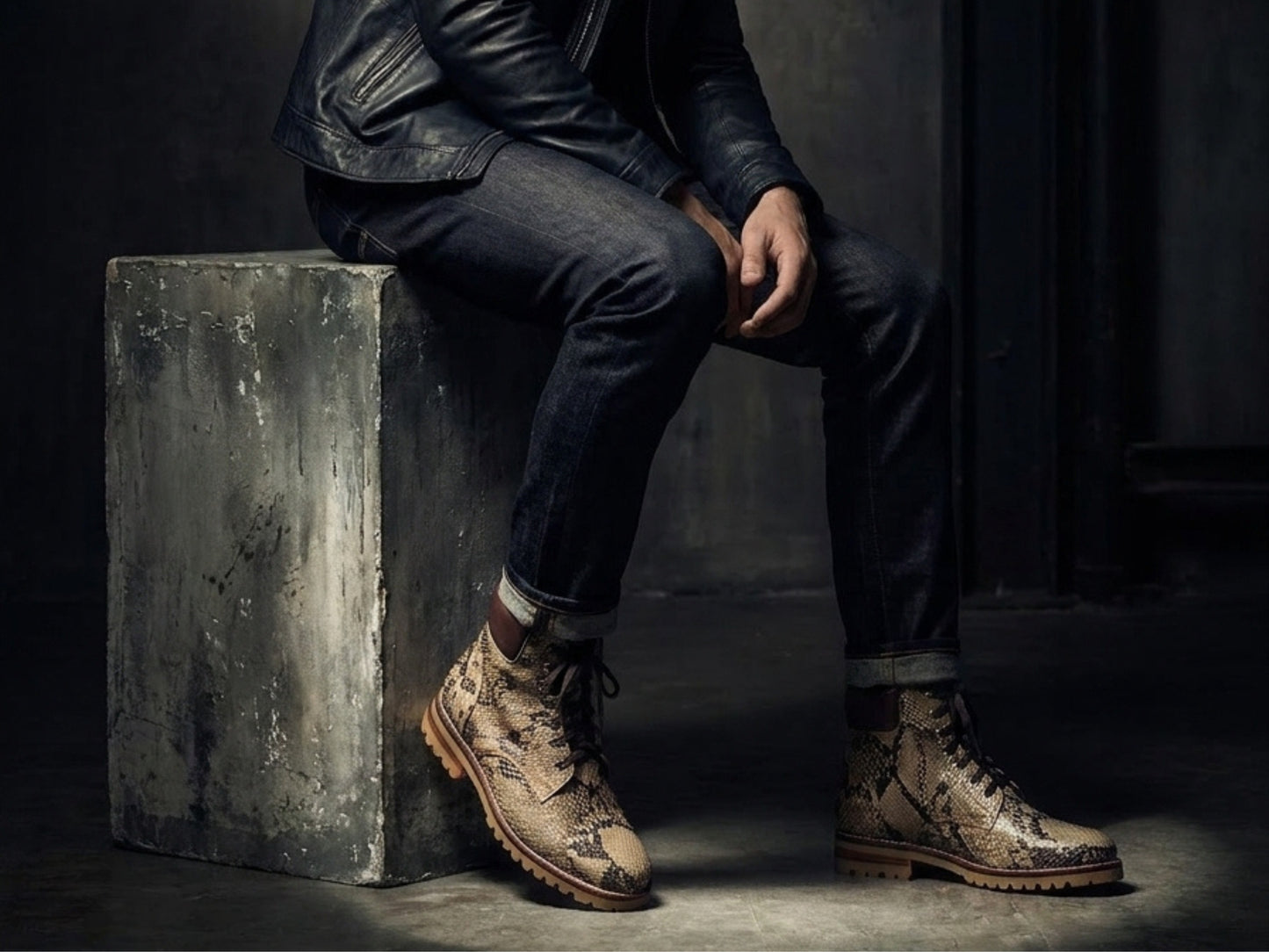 Brown Snakeskin Python Leather Boots