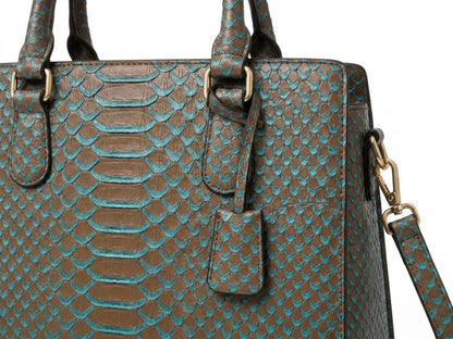 Brown Python Snakeskin Tote Satchel