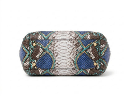 Majestic Blue Python Snakeskin Tote Leather Bag