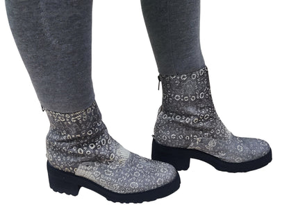 Genuine Lizard Skin Leather Boots - 8
