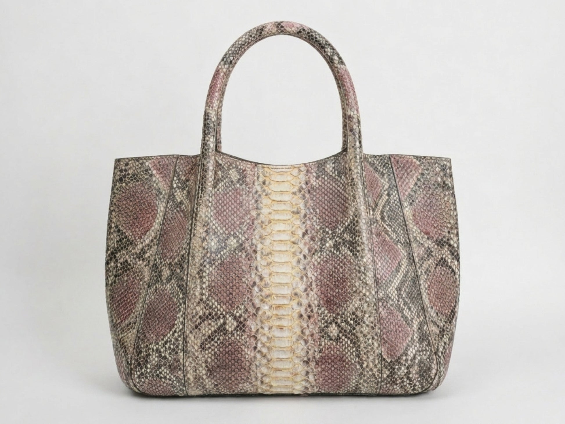 Antique Pink Python Snakeskin Tote Leather Bag
