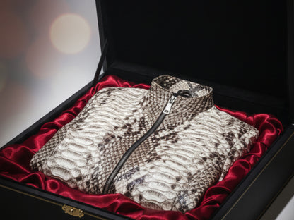 Genuine Python Snakeskin Women Biker Jacket: Real Exotic Zip Up Leather Jackets