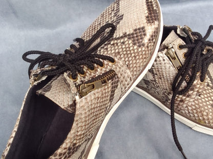 Genuine Python Snakeskin Sneakers: Exotic Snake Skin Casual Footwear