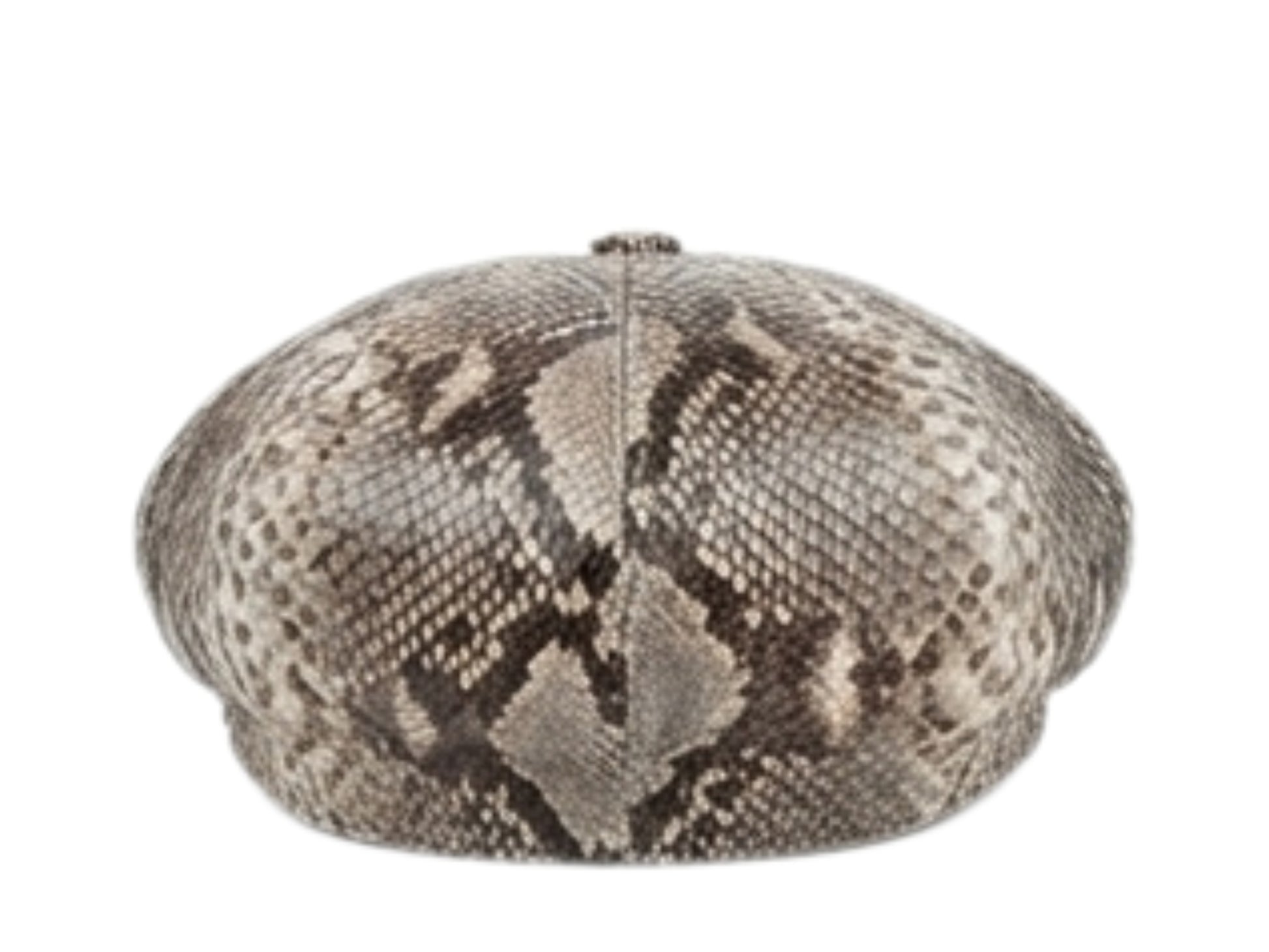Gray Snakeskin Leather Newsboy Caps