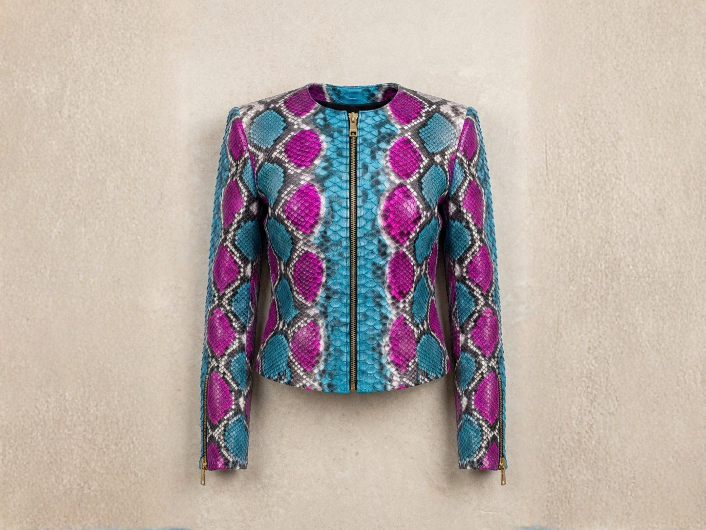 Turquoise Magenta Python Snakeskin Jacket